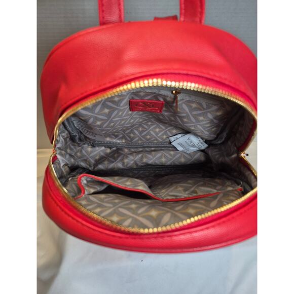 CXL Christian Lacroix Red Mini Backpack Gold Zip Faux Leather Small Bag NWT - Picture 7 of 10